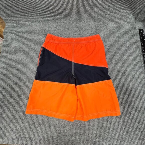 Nautica Boy Swim Trunks Shorts M (10/12) Orange Black US83 Colorblock Mesh Lined - Picture 4 of 14